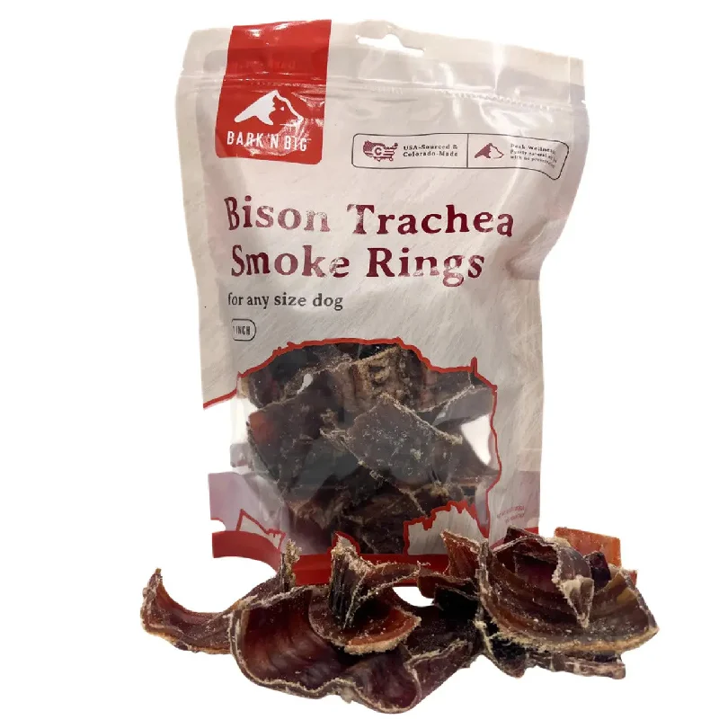 BarkNBig Bison Trachea Smoke Rings Dog Treats 10oz