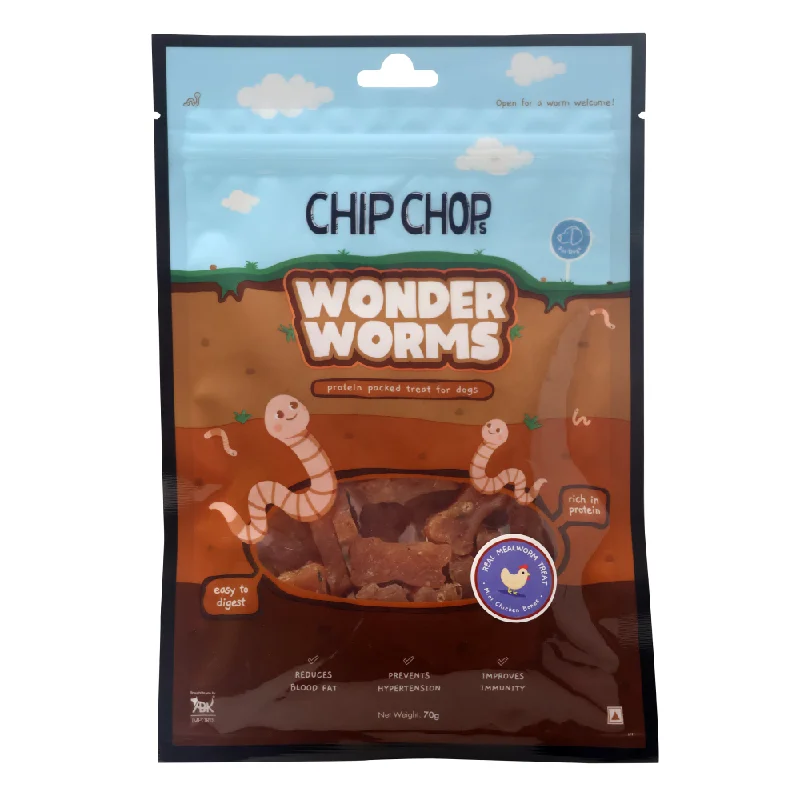 Chip Chops Wonder Worms Mini Chicken Bones with Mealworms Dog Treats (Limited Shelf Life)