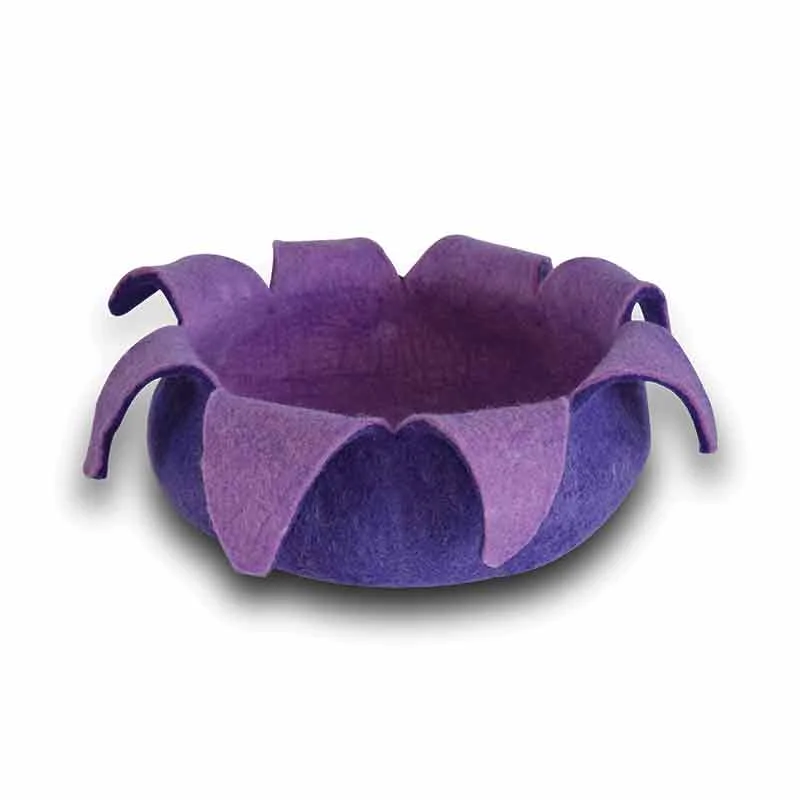 KARMA CAT Felted Wool Petal Bed Purple, 14"