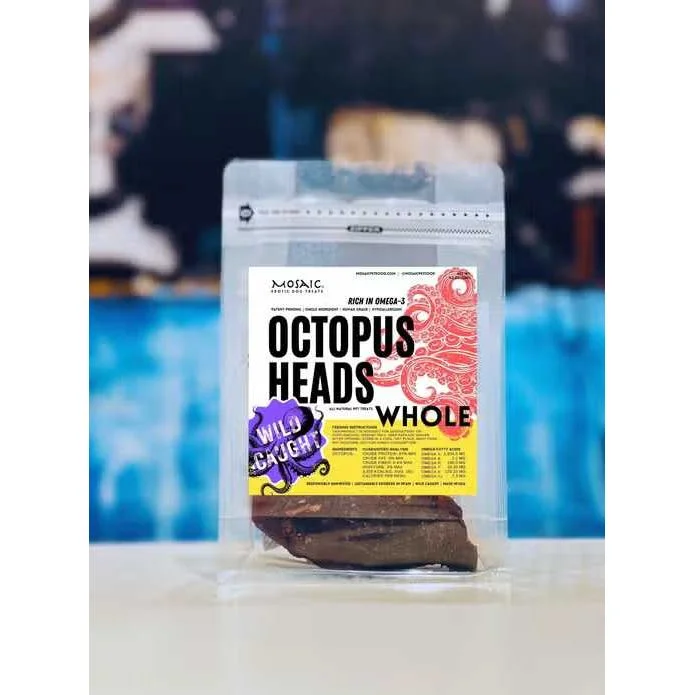 Mosaic Wild-Caught Xl Octopus Heads Dog Treats 4.5 oz