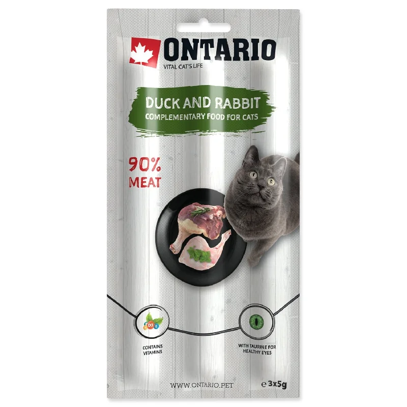 ONTARIO Cat Sticks, mesni štapići, s pačetinom i kunićevinom, 3x5g