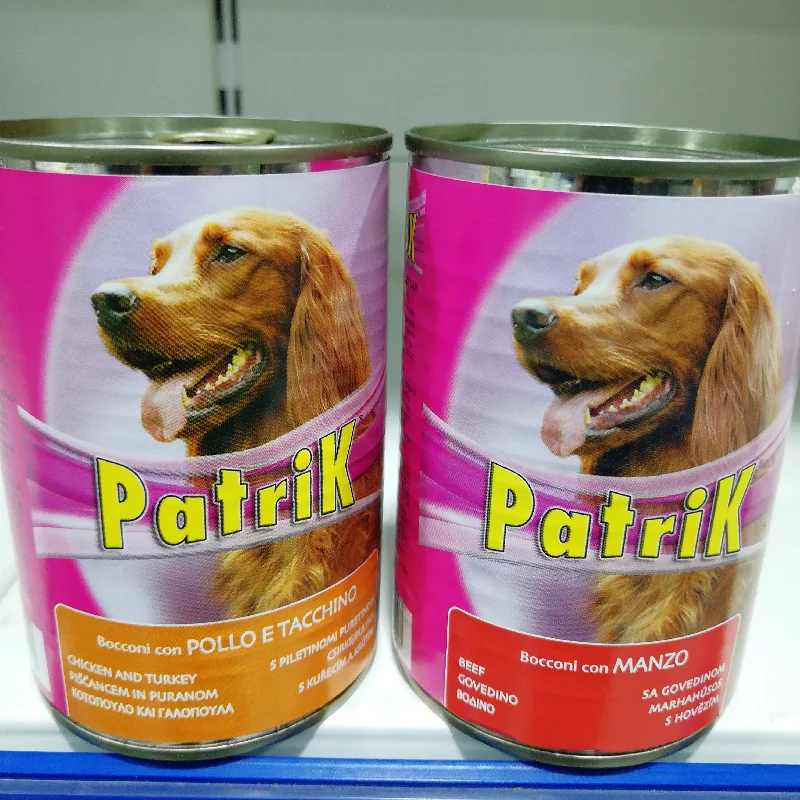 PATRIK CANNED DOG FOOD ASSORTED BEEF& CHICKEN TURKEY 400GX24 IN CTN