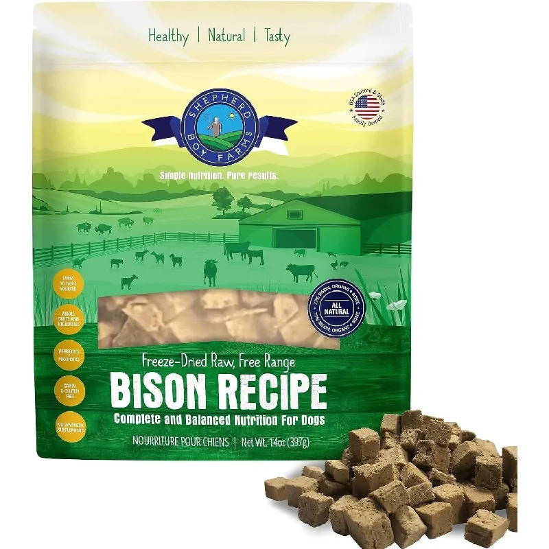 Shepherd Boy Farms Freeze Dried Bison Recipe Dog Food 14 oz