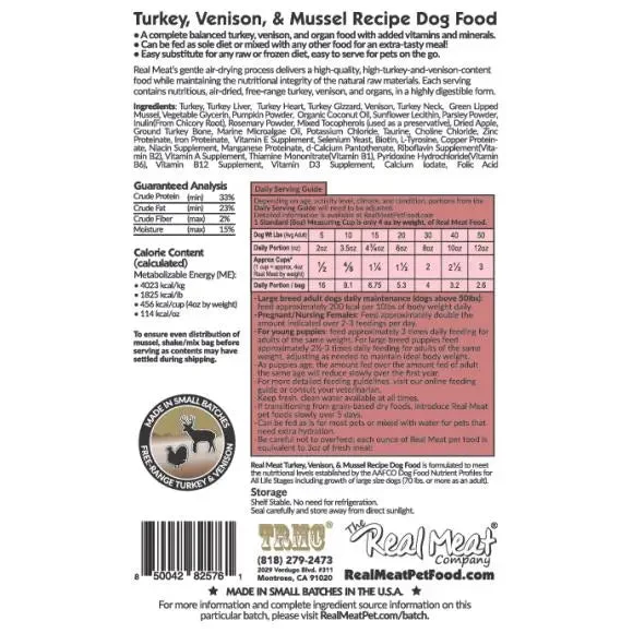 The Real Meat Company Air-Dried Turkey Venison  with Mussels Dog Food 2lb