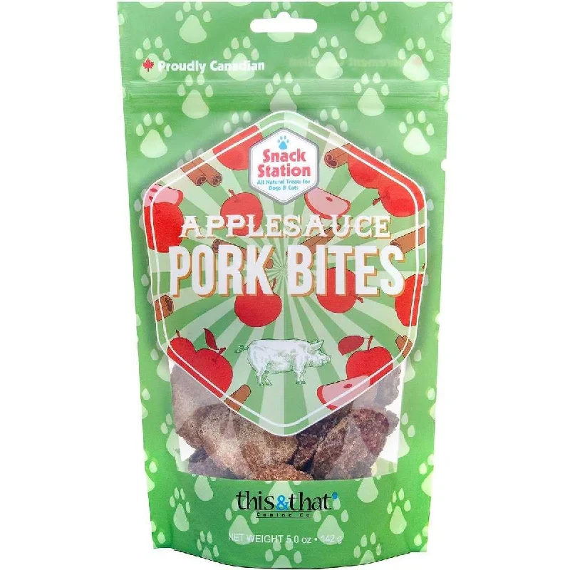 This & That Snack Station Applesauce Pork Bites Dehydrated Dog Treats