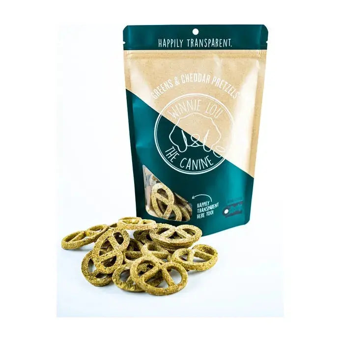 Winnie Lou Greens & Cheddar Pretzels Dog Treats 4 oz